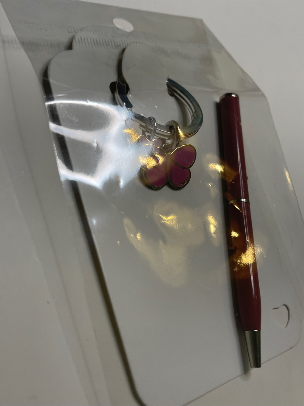 Coach Pink Butterfly Keychain and Coach Pen Set - Picture 6 of 7